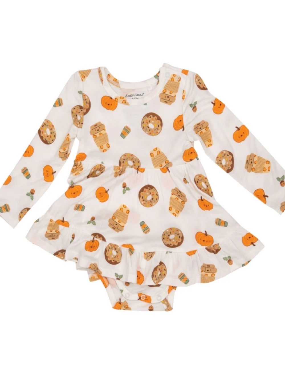 NWT 6-12M Angel Dear Pumpkin Spice Latte Bamboo Bodysuit Twirl Dress
